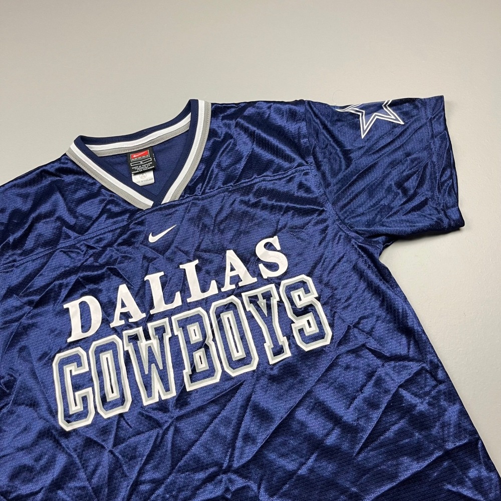 VTG Nike Football Jersey Kids M 12/14 Blue Dallas Cowboys Short Sleeve V-Neck